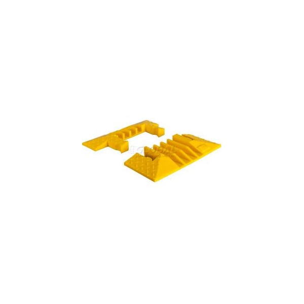 Cable Protector End Cap, 2 in H, 6 in L, 18 in W, 4 Channel, Yellow